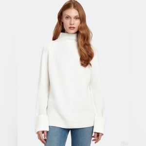 Vince Mix Stitch Funnel Neck Wool Pullover Sweater